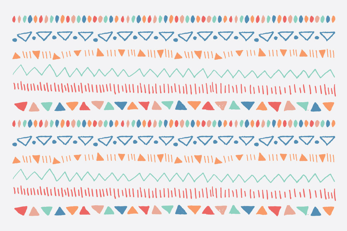 6 Vector Hand Drawn Tribal Borders, an Illustration by Katie Sinclair