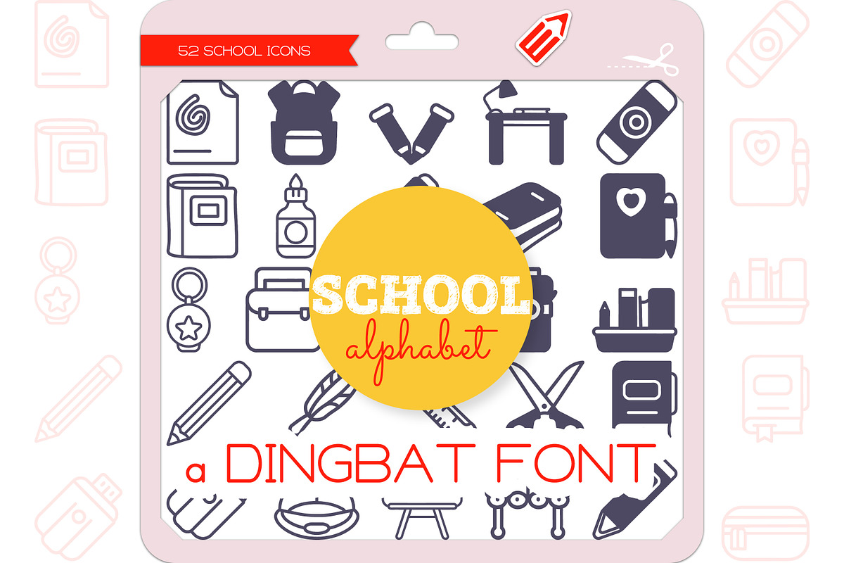 School Alphabet - Dingbat Font, a Symbol Font by WADLEN (Photo 1 of 7)