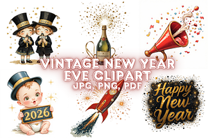 Vintage New Year's Eve clipart
