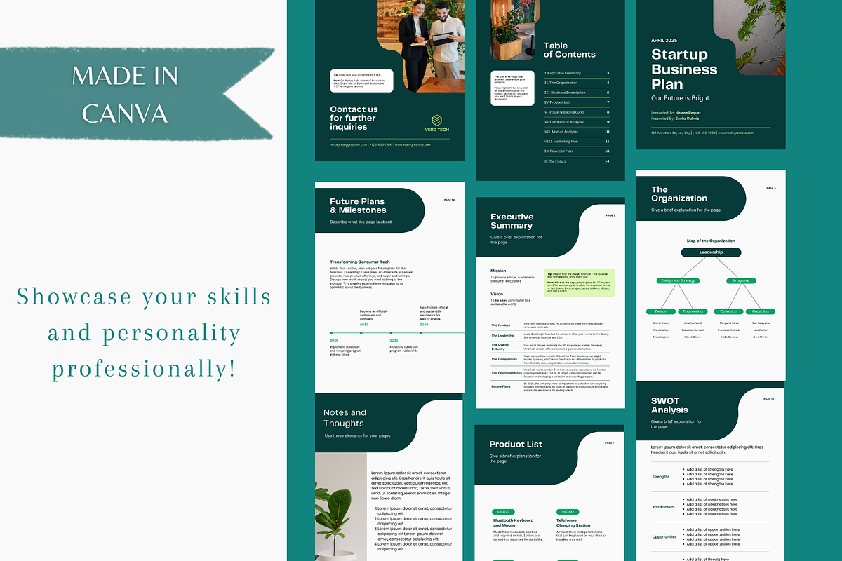 Dark Green Modern Business Plan, a Print Template by TheSimplySereneShop (Photo 7 of 9)