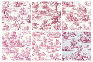 Watercolor Toile Seamless Patterns