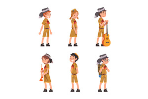 Little Boy and Girl Scout in, a Person Illustration by TopVectors
