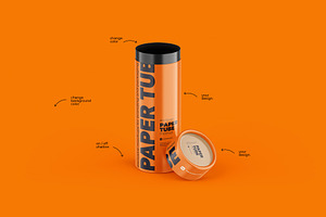 Opened Paper Tube Mockup 40x122mm