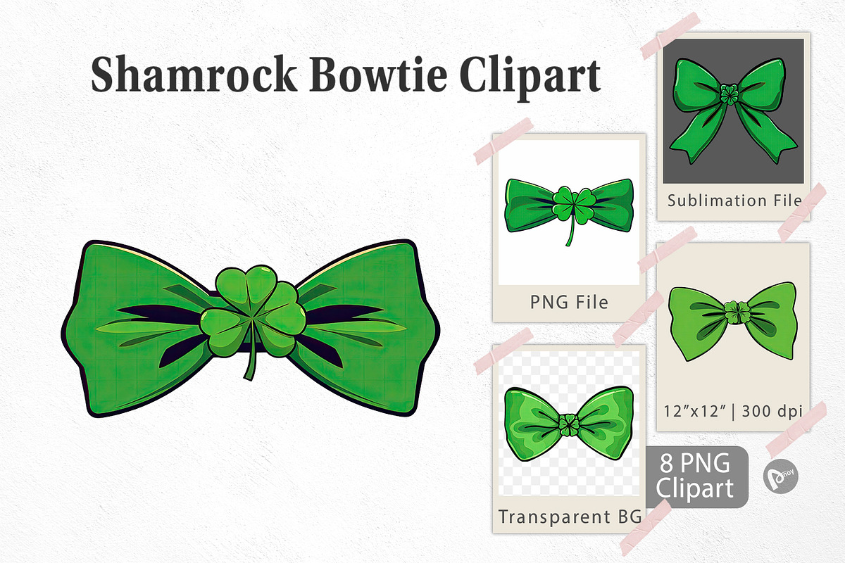 Shamrock Bowtie Clipart, a Graphic by Artnoy (Photo 1 of 5)
