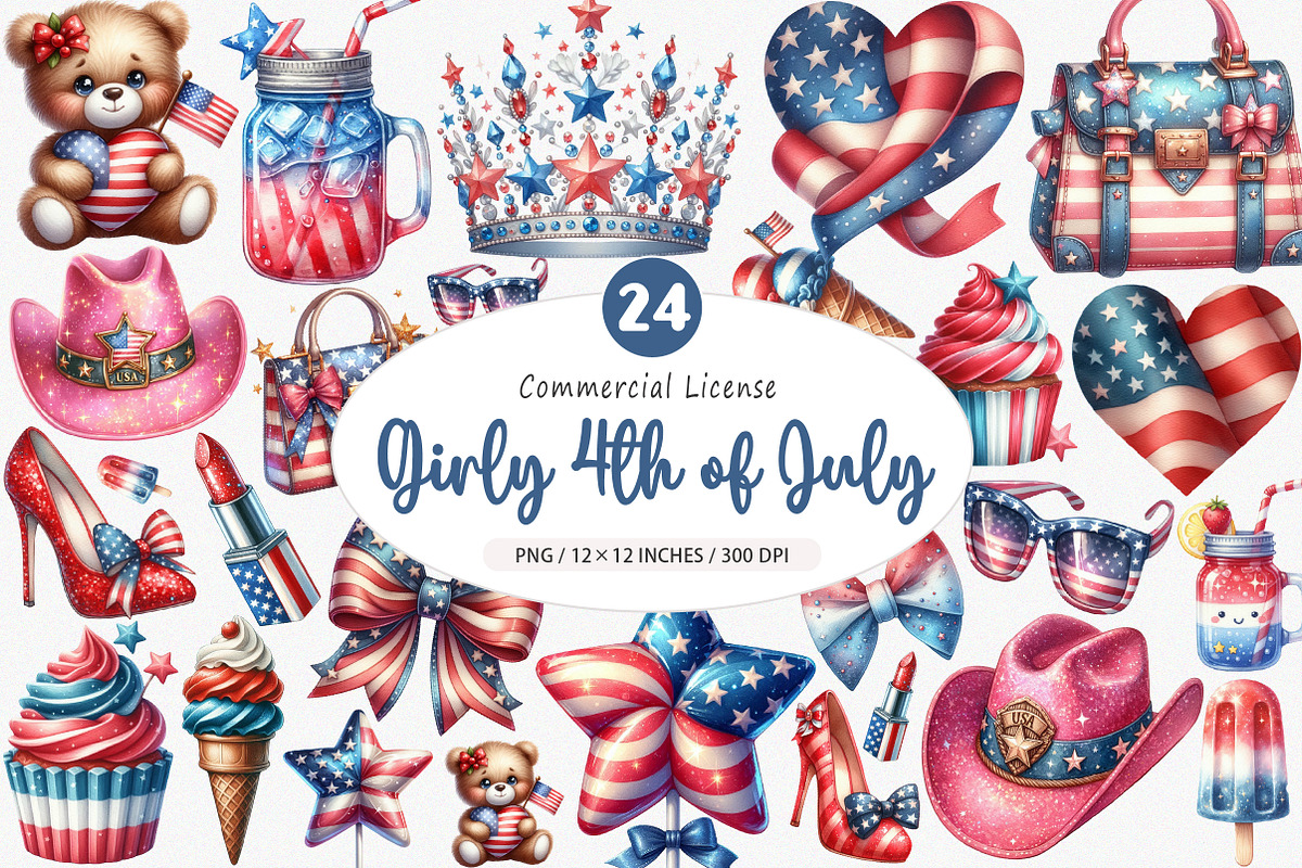 Girly 4th of July Sublimation PNG, an Illustration by SinaCreation (Photo 1 of 5)