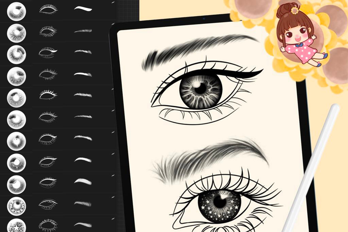 100 Procreate Eyes Stamp Brushes, a Brush Add-On by DrawingStoryShop (Photo 1 of 4)