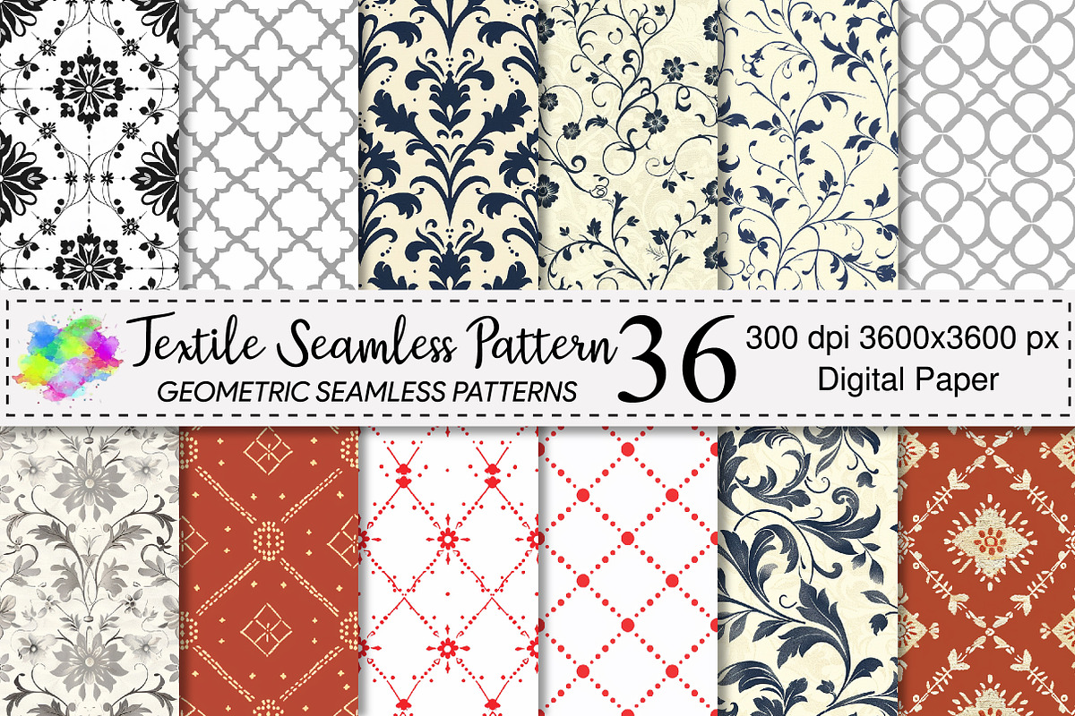 Textile Seamless Pattern Design, a Pattern Graphic by Canvas Craft (Photo 1 of 6)