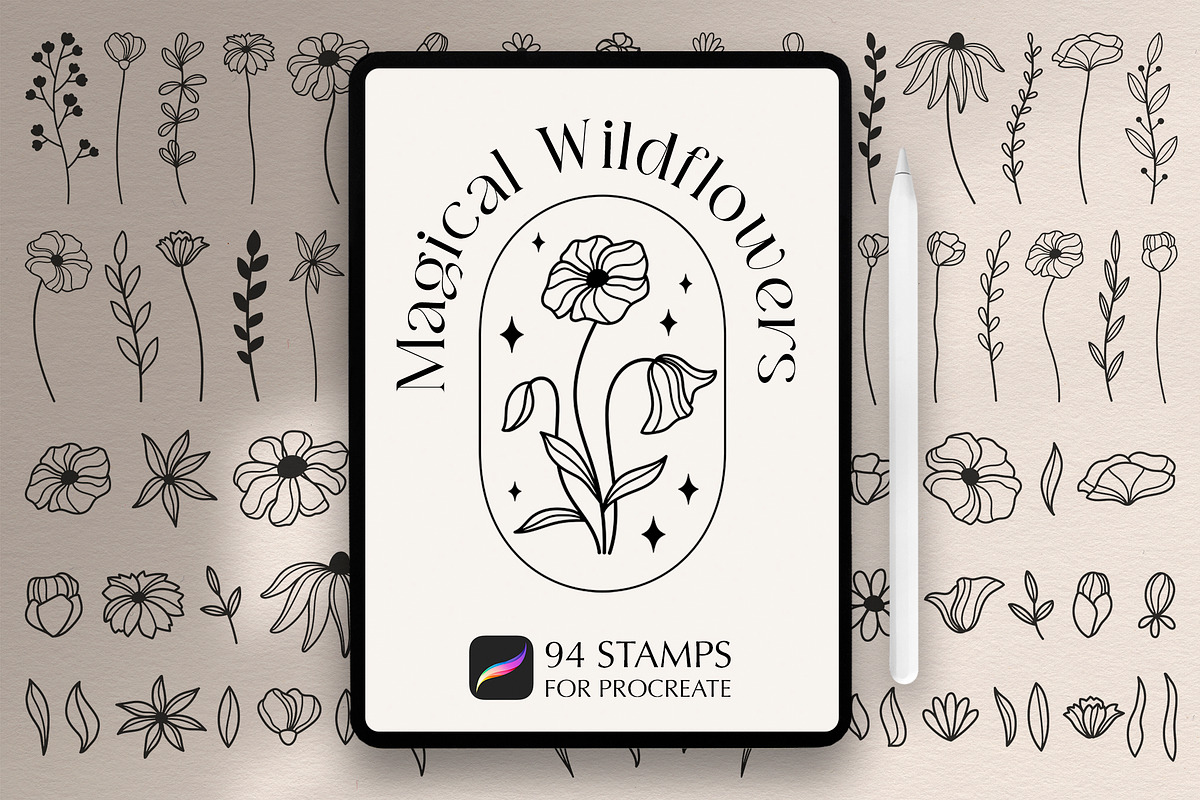 Wildflowers Procreate Stamp Brushes