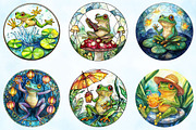 Frog Enjoying Summer Stained Glass, an Illustration by Craft Nest (Thumbnail 2 of 6)