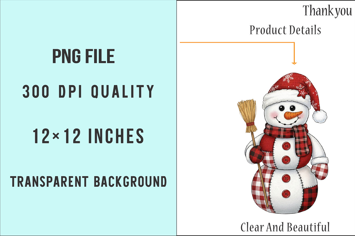 Patchwork Snowman Png Christmas Png, an Illustration by SinaCreation (Photo 6 of 7)
