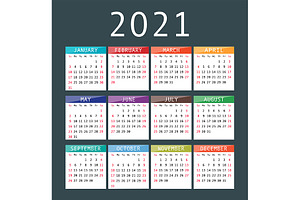 2 Vector Calendars For 2021 Year.