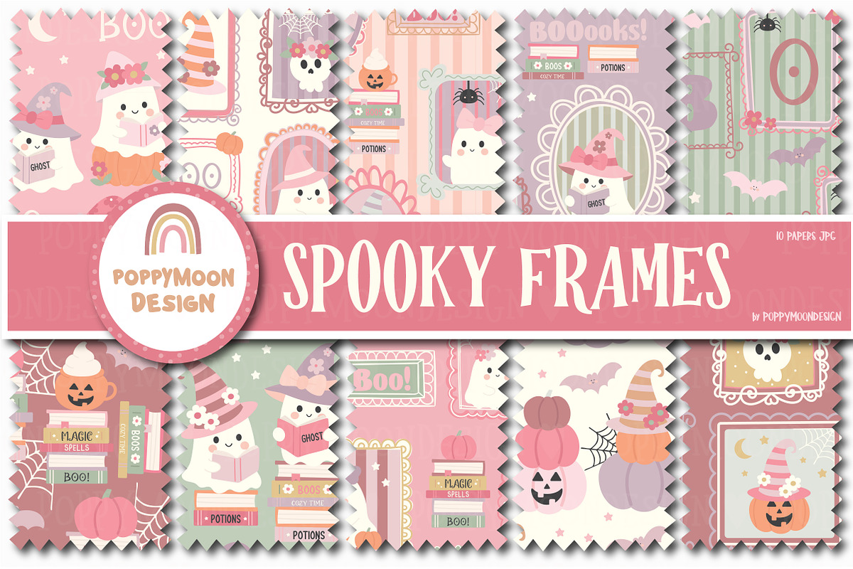 Spooky frames paper and clipart set, an Illustration by Poppymoondesign (Photo 2 of 5)