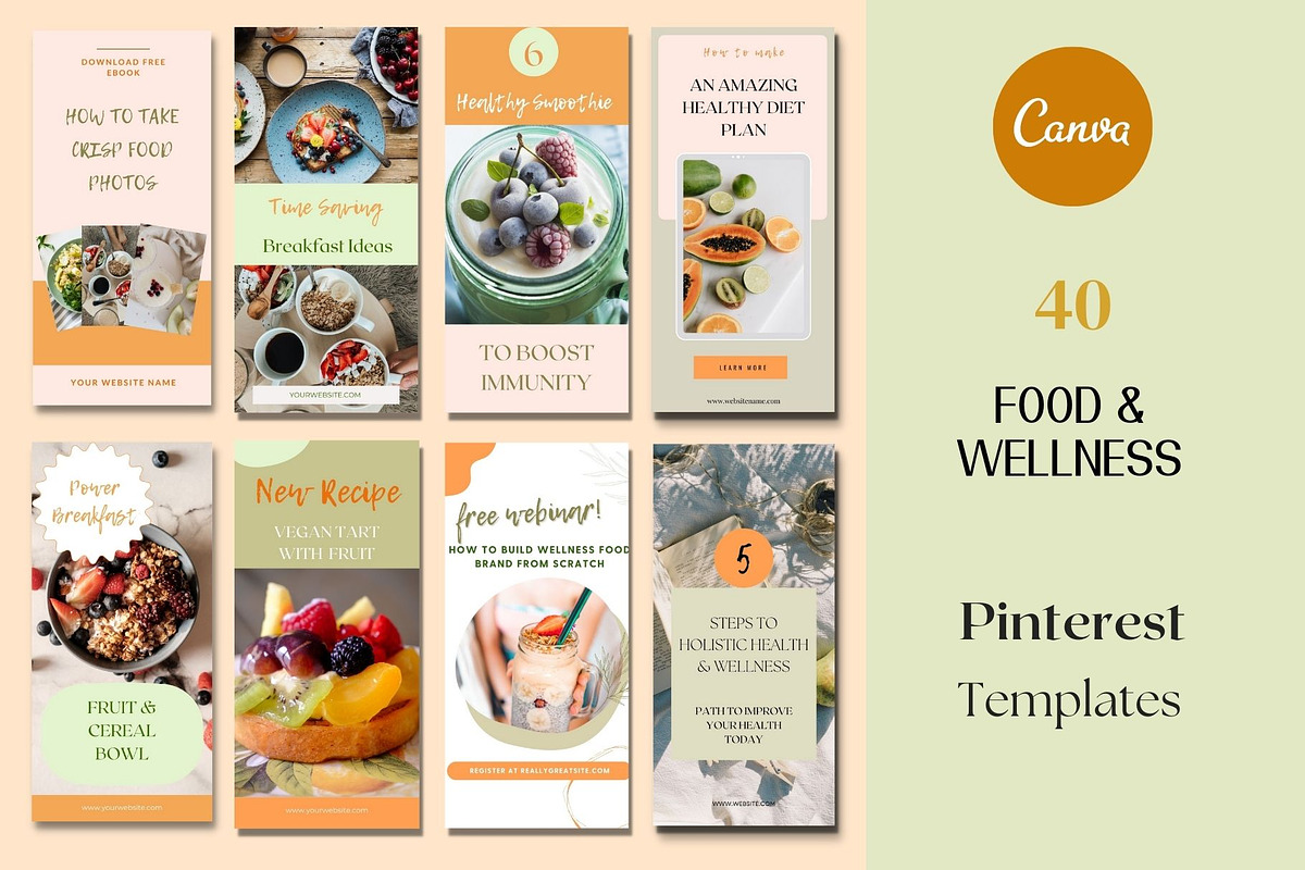 Pinterest Food Template Canva, a Social Media Template by Deepa Template Studio (Photo 1 of 10)