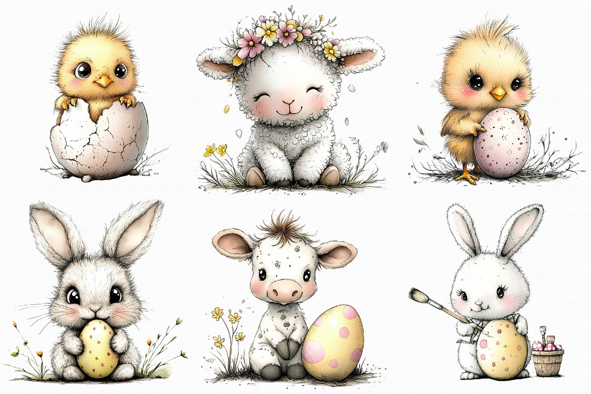 Whimsical Baby Farm Easter Clipart, an Illustration by Libby Wishes (Photo 3 of 9)