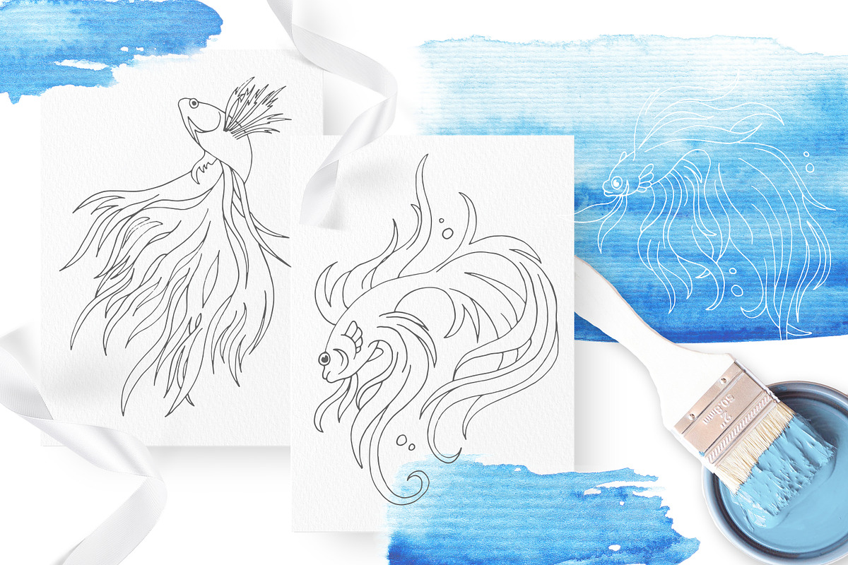Mermaid Poetry. Lineart & Watercolor, an Illustration by EYWA ART (Photo 10 of 12)