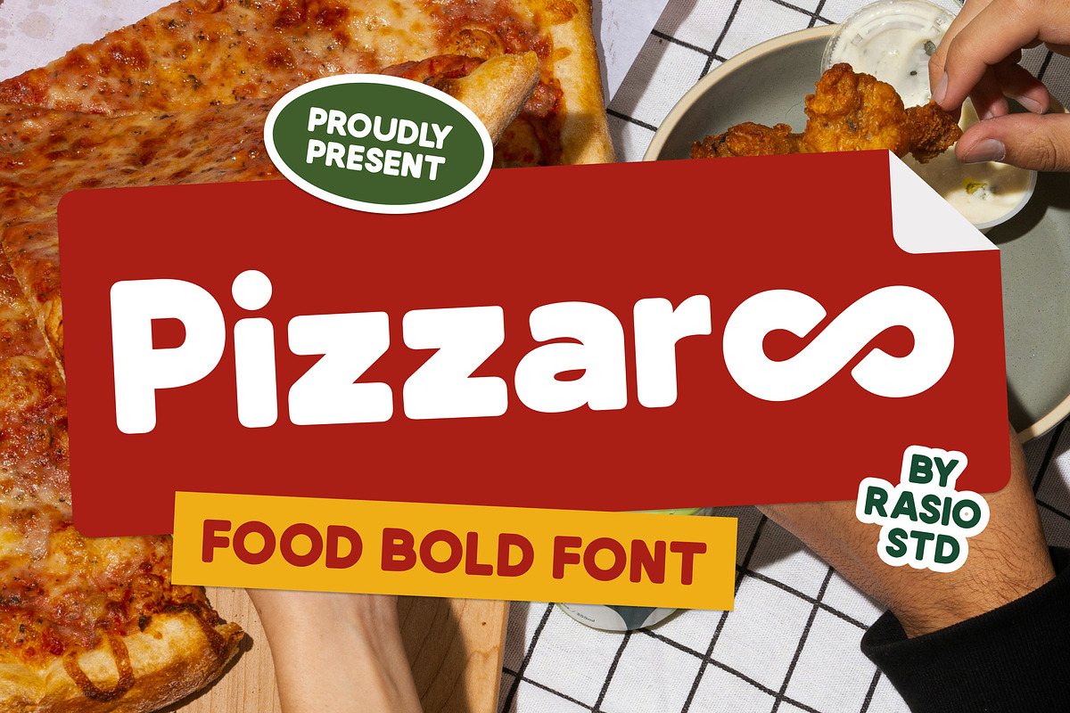 Pizzaro Food Bold Font, a Sans Serif Font by Rasio Studio (Photo 1 of 8)