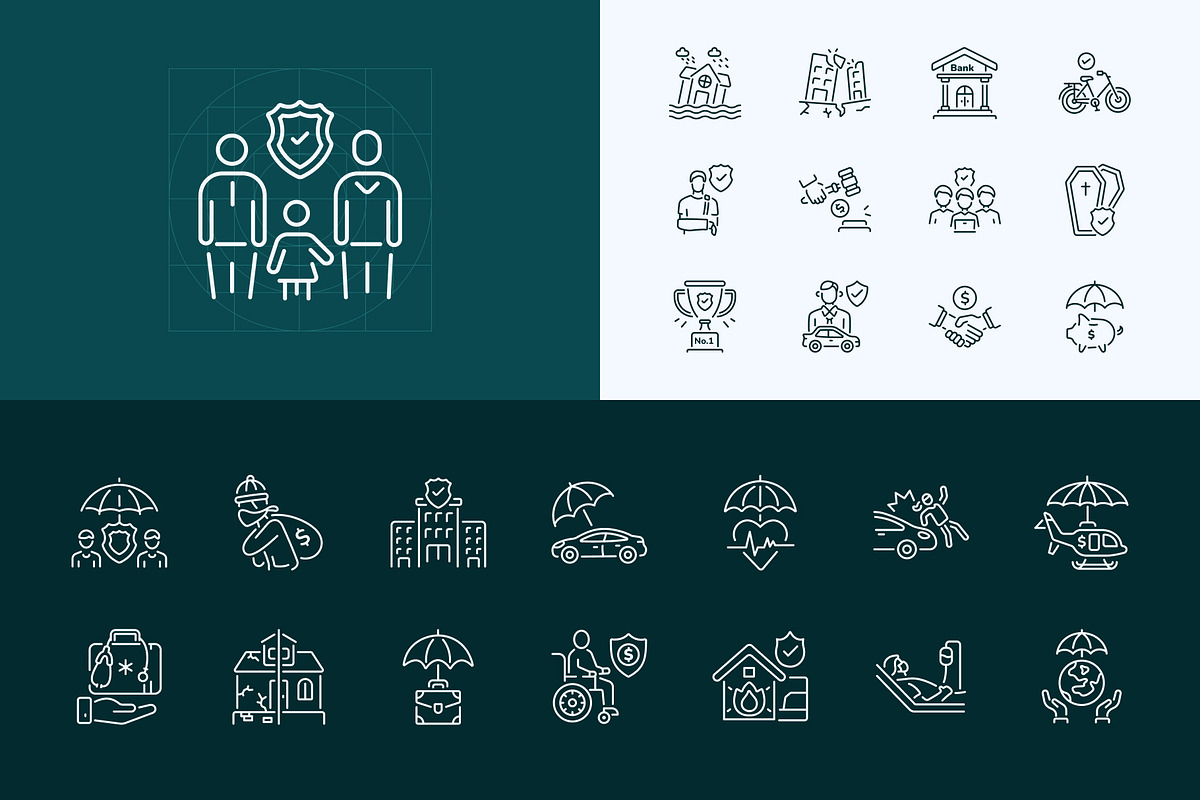 Insurance Icon Set, an Outline Icon by Prosymbols (Photo 5 of 8)