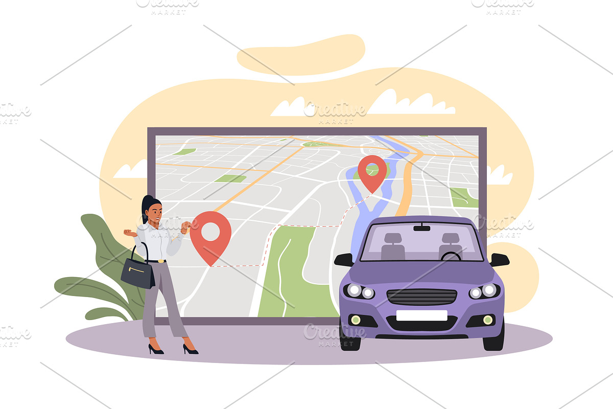 Choosing car route. Options for, a Transportation Illustration by YummyBuum