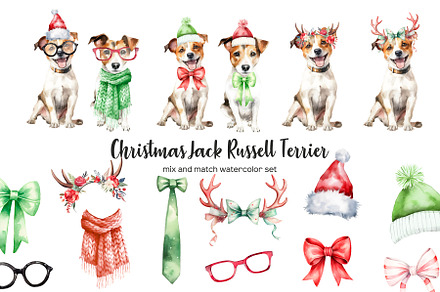 Christmas jack russell terrier set