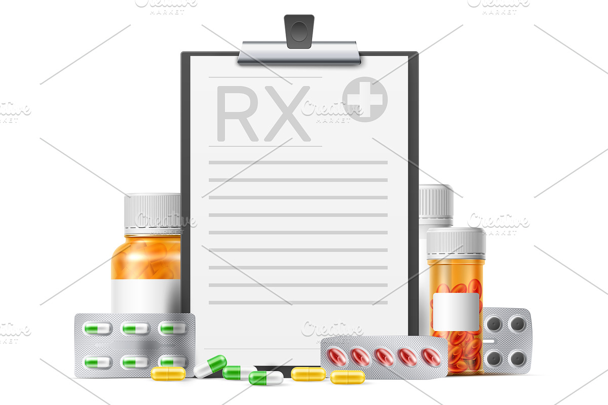 Realistic tablet with prescription, an Object Illustration by Vectorbuum