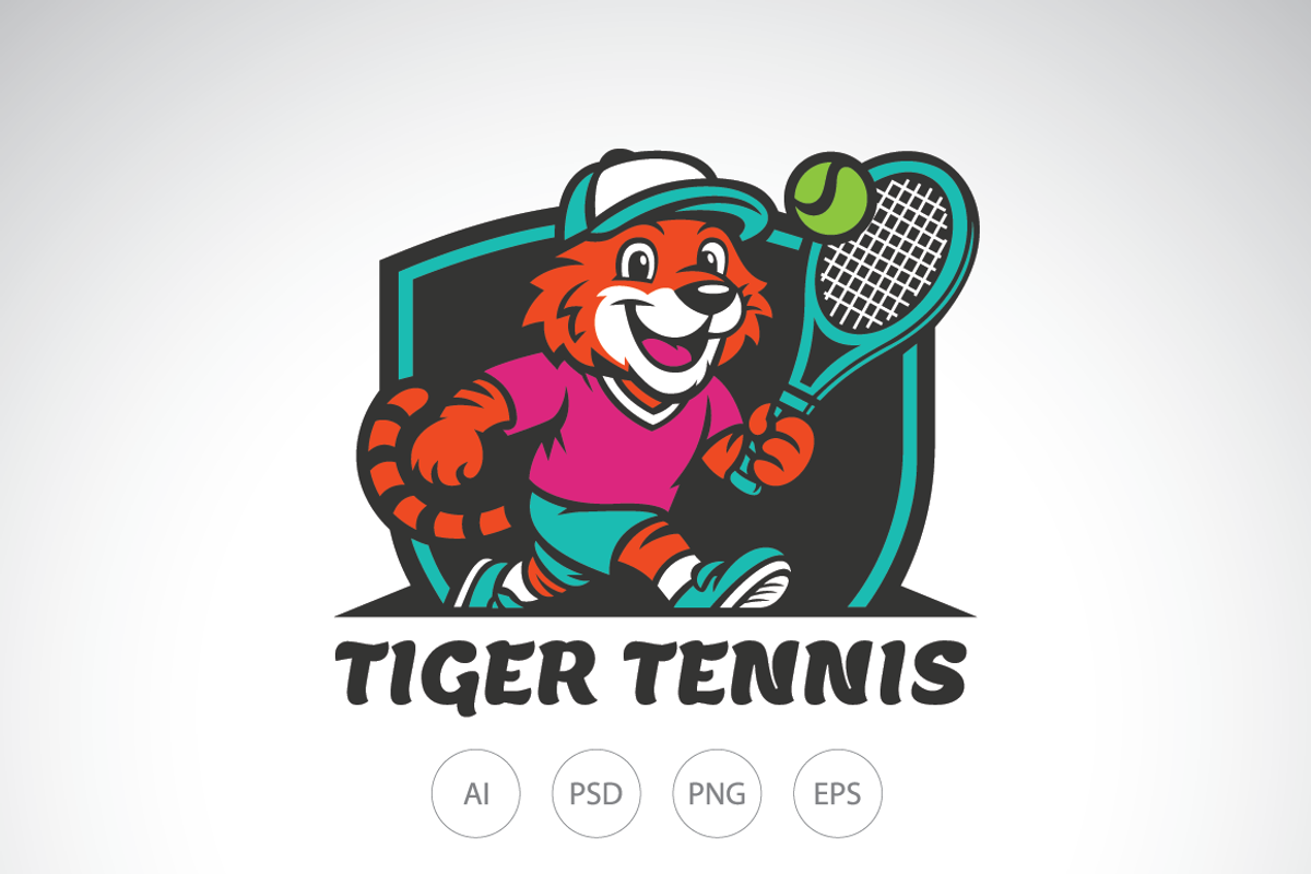 Friendly Tiger Tennis Logo Template, a Branding & Logo Template by Heavtryq Design (Photo 1 of 3)