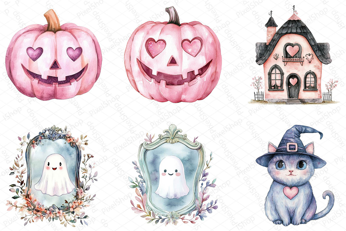 Pastel Pink Halloween Png Clipart, an Illustration by DreamPrint404 (Photo 3 of 5)