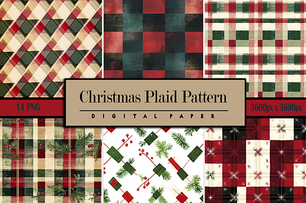 Christmas Plaid Pattern, a Pattern Graphic by Printable Treasure