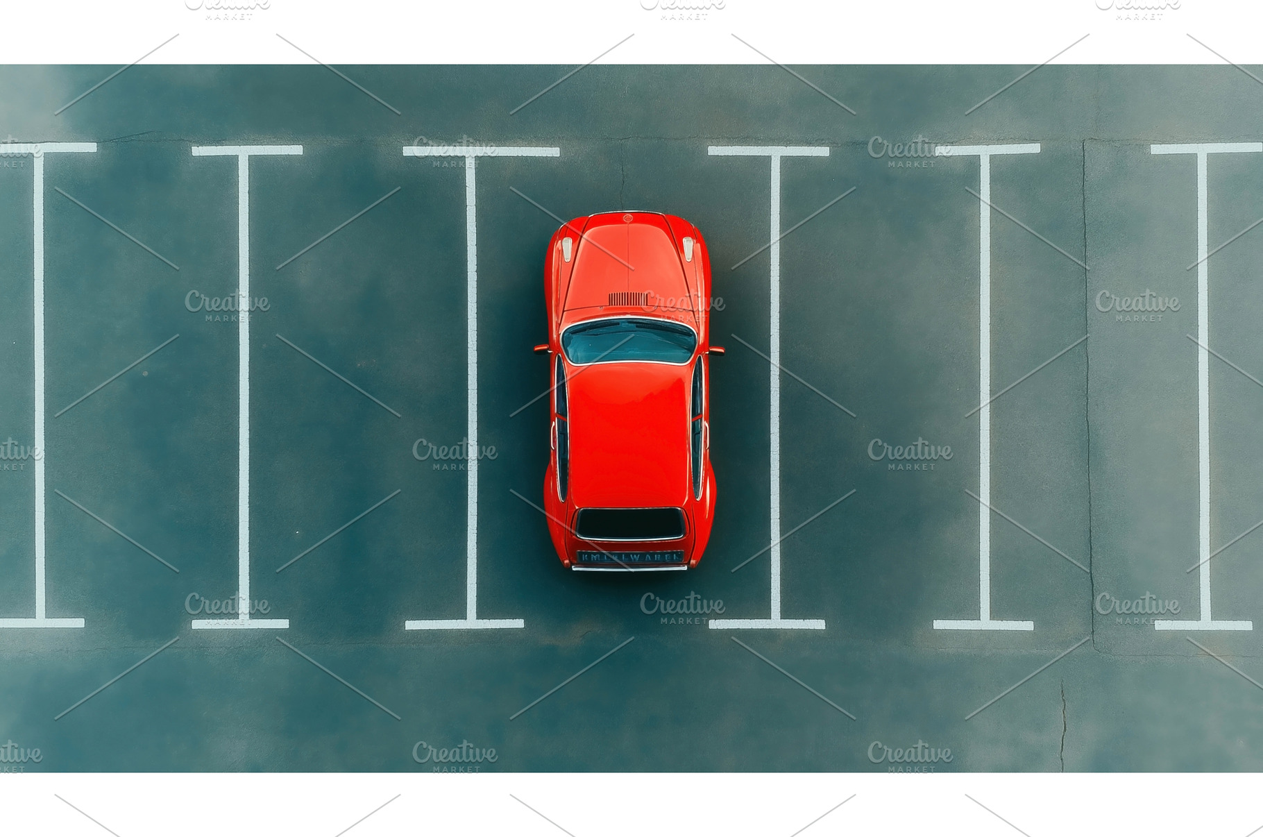 Aerial view of a red classic car, a Transportation Photo by Sergey Kotenev