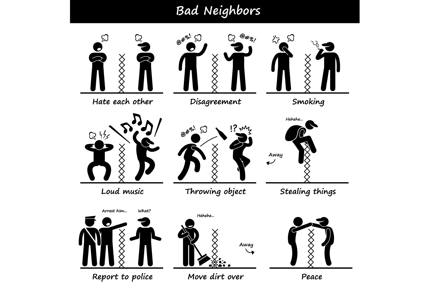 Bad Rude Neighbors Stick Figure Man, an Icon by Leremy Stick Figures
