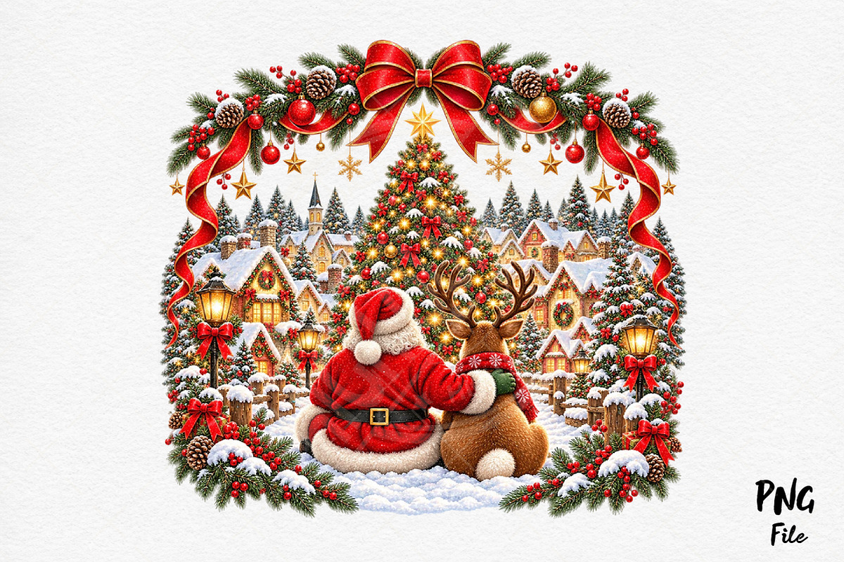 Santa and Reindeer Christmas, a Seasonal Illustration by Craft Nest (Photo 1 of 6)
