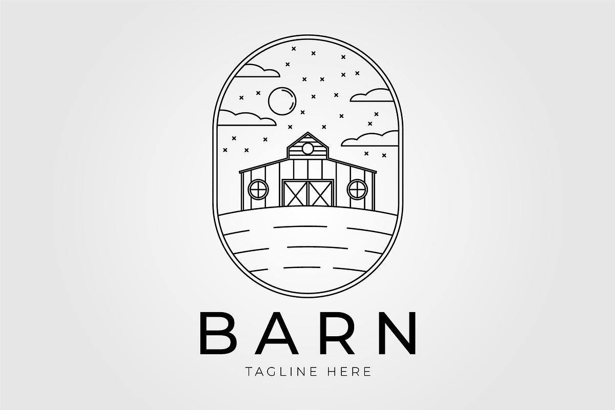 barn of husbandry line art logo, an Illustration by Rizkaarishandy_shop