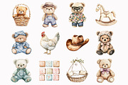 Watercolor Teddy Bears Clipart, a Seasonal Illustration by Design Market (Thumbnail 2 of 5)