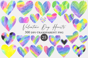 Watercolor Valentine Day Hearts Clip, an Illustration by Designworld