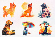 Dog Silhouette Love Summer Clipart, an Illustration by CreationArt (Thumbnail 2 of 9)