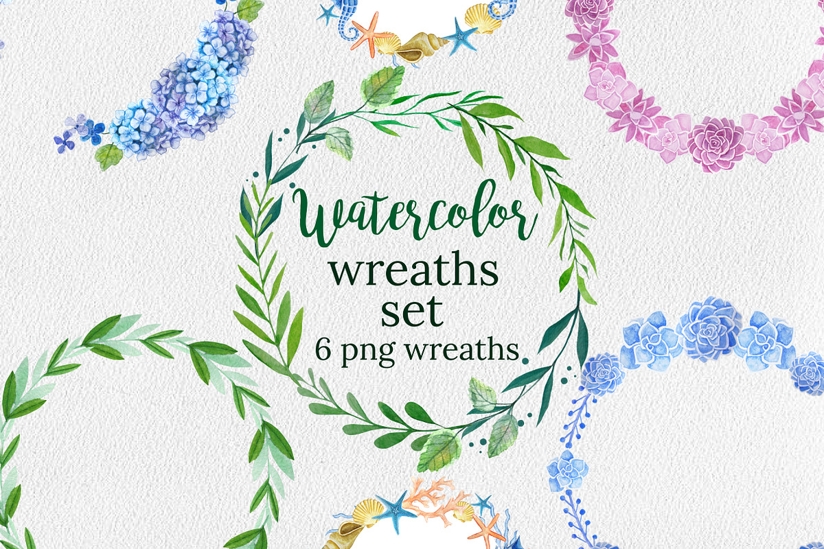 Watercolor Wreaths Set, an Illustration by Annakristal (Photo 1 of 2)
