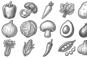 Vegetable Sketch Collection, an Object Graphic by nikagraphic