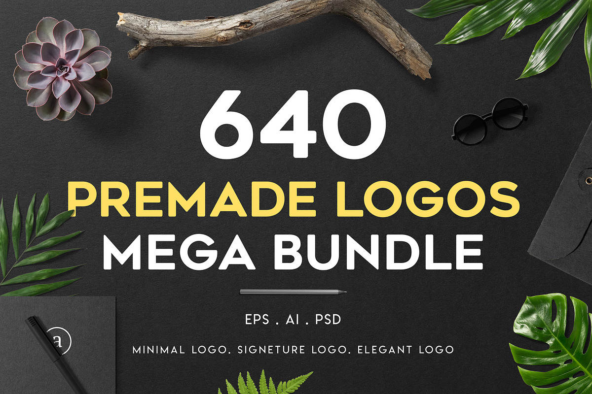 640 Premade Logos Mega Bundle, a Branding & Logo Template by XpertgraphicD (Photo 1 of 109)
