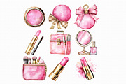 Watercolor Pink Make up Clipart, an Illustration by Libby Wishes (Thumbnail 5 of 5)