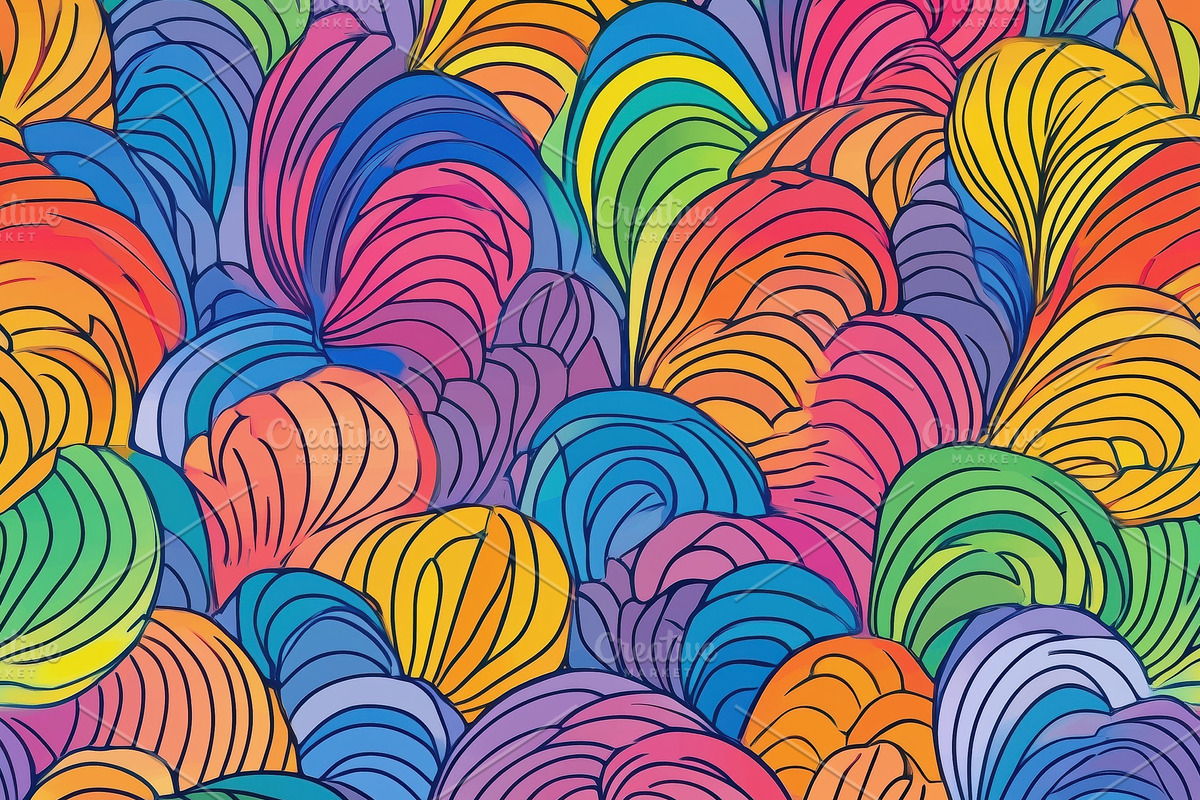 Seamless abstract pattern featuring colorful, swirling shapes in various hues i, a Pattern Graphic by Textures & Backgrounds