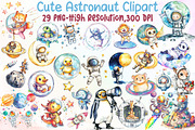 Watercolor Cute Astronaut Clipart, an Illustration by Sublimation Artist (Thumbnail 1 of 6)