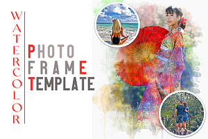 Watercolor Photo Frame Template