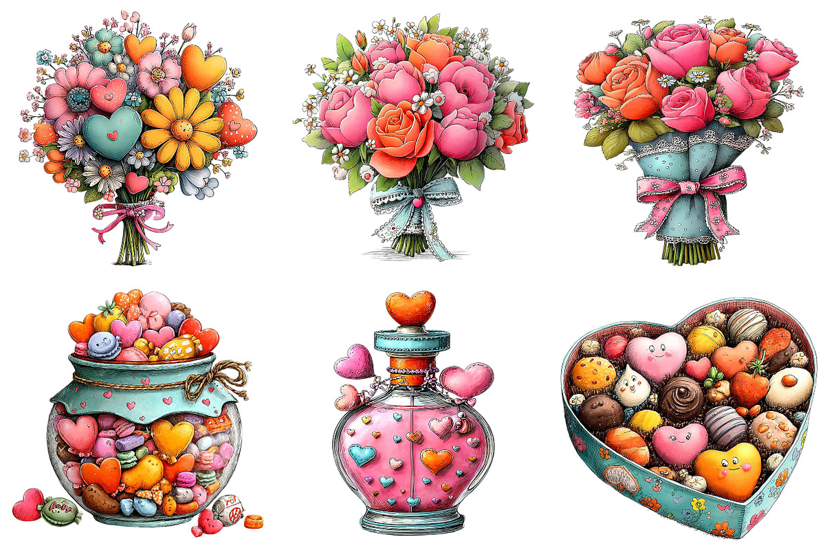 Whimsical Valentines Day Clipart, an Illustration by Craft Nest (Photo 6 of 9)