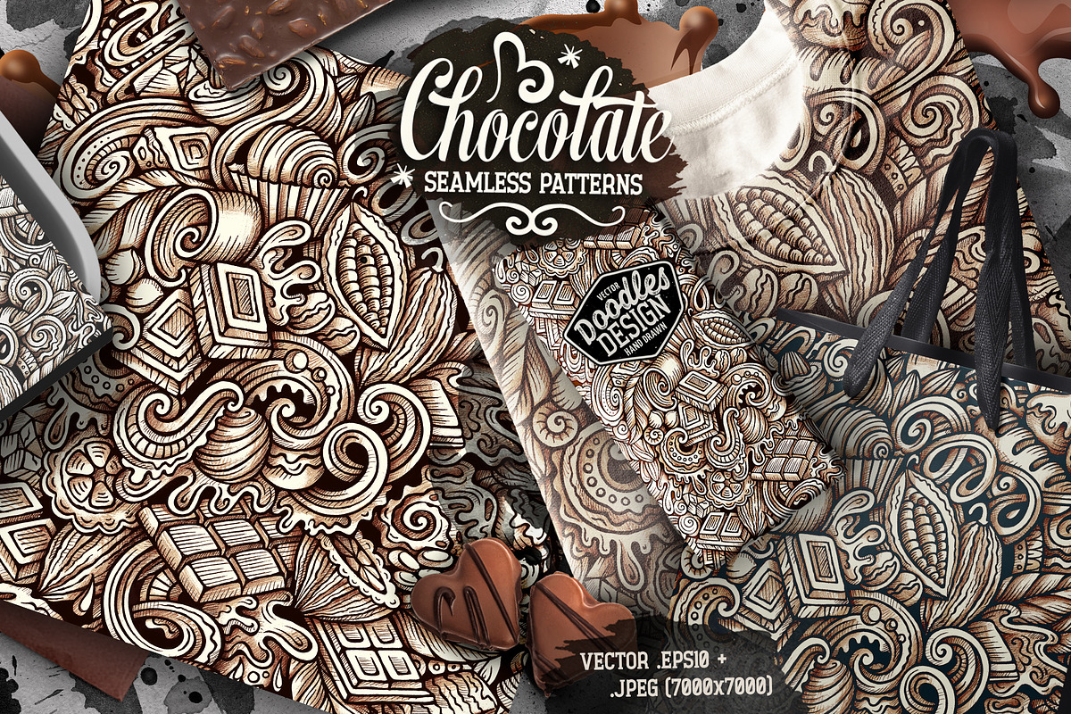 Chocolate Graphics Doodle Patterns, a Pattern Graphic by BALABOLKA (Photo 4 of 7)