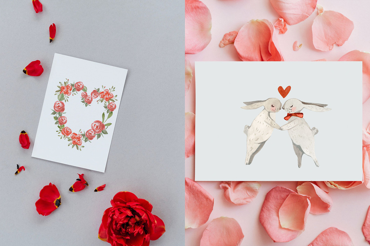 Valentines Roses Watercolor Flowers, an Illustration by Artcard Watercolor (Photo 9 of 11)