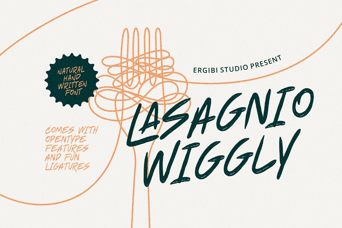 Lasagnio Wiggly - Natural Fun, a Handwritten Font by ErgibiStudio (Photo 1 of 10)