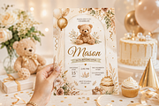 Teddy Bear First Birthday Invitation, an Invitation Template by S Graphic Studio (Thumbnail 3 of 10)