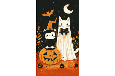 Halloween Party with Cute Cats in, an Object Illustration by tilialucida