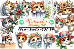 Watercolor Peeking Cat PNG Clipart, an Illustration by DreamCafeArt