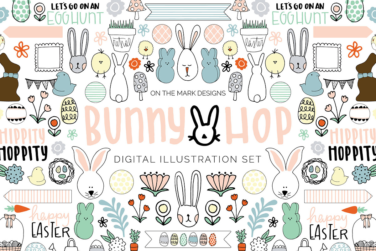 Bunny Hop Easter Illustrations, an Illustration by On the Mark Designs (Photo 1 of 2)
