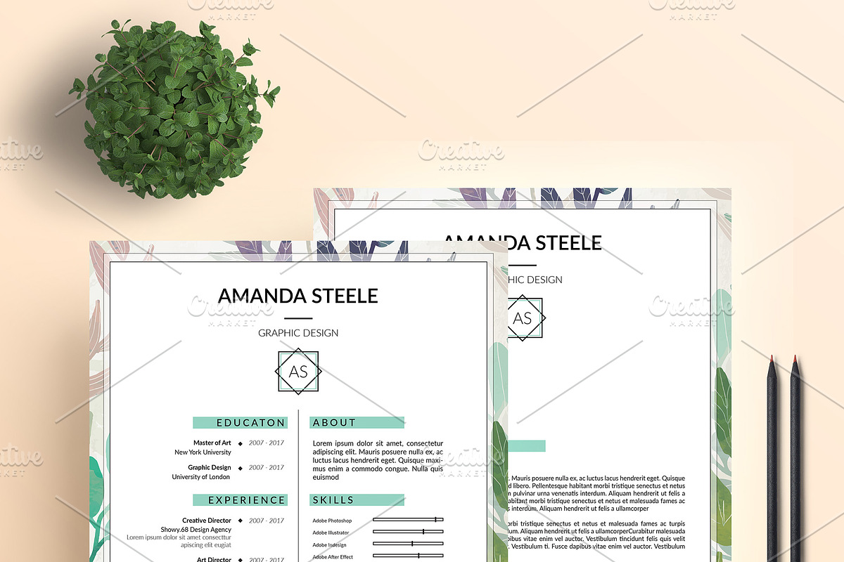 Floral CV / Resume tamplate / N, a Resume Template by Showy68 Template (Photo 5 of 5)